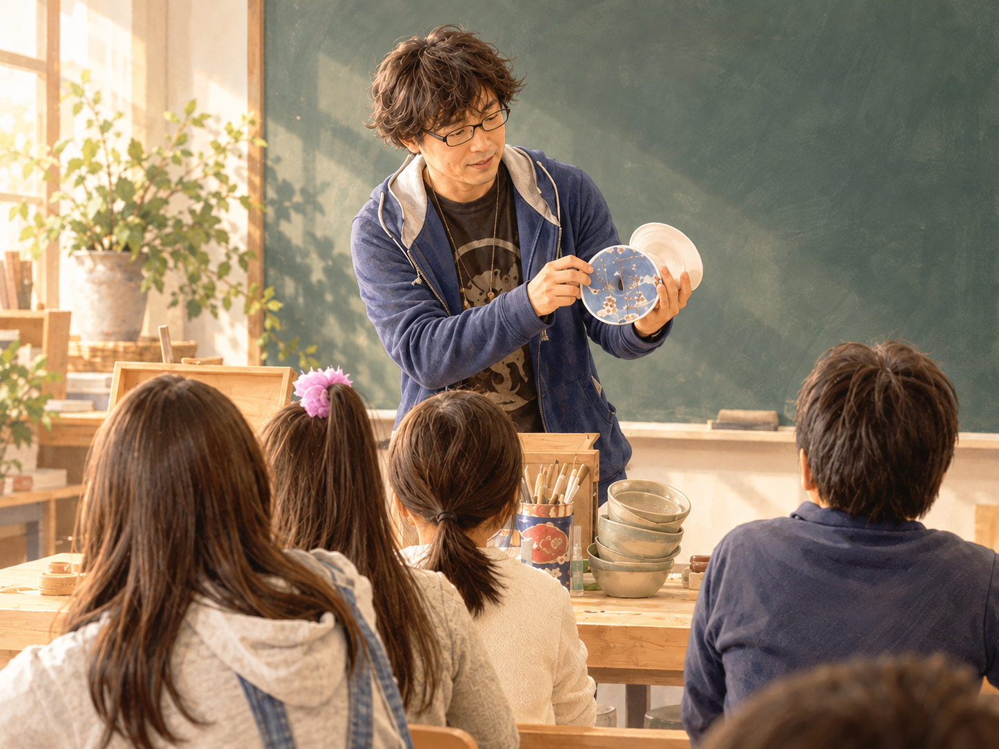 講座で制作物を説明するミタニシンヤ